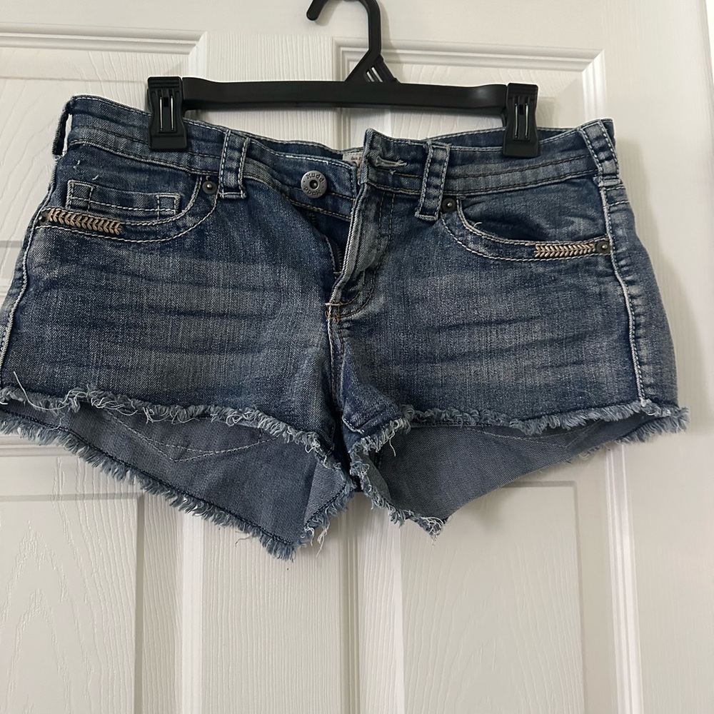 Mudd Blue Jean Shorts Distressed Frayed Hem